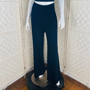 St John Womens Black Rayon Blend Knit Wide Leg Pants, L.